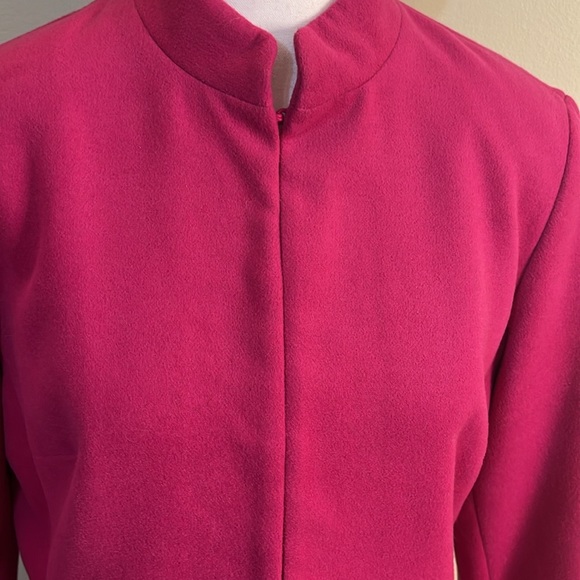 Chicos Pink dressy  front Pockets Hook and Eye closure collarless blazer jacket - Picture 11 of 15